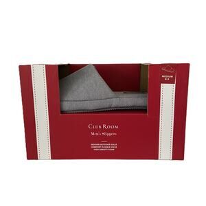 Club Room Men's Slippers Cushioned Bed Slides Comfort Soles Chambray M 8-9 NEW